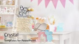  Presentation with baby shower - Slide set having cake for baby shower party background and a lemonade colored foreground