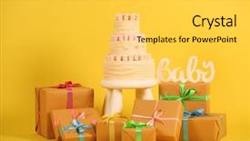  Presentation with baby shower gifts - PPT layouts having cake for baby shower background and a light gray colored foreground