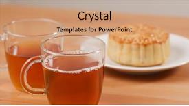  Presentation with tea cake - Cool new theme with cake for mid autumn festival backdrop and a coral colored foreground