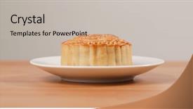  Presentation with moon cosmoss - Beautiful slide set featuring cake for mid autumn festival backdrop and a  colored foreground