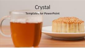  Presentation with tea cake - Presentation design with cake for mid autumn festival background and a soft green colored foreground