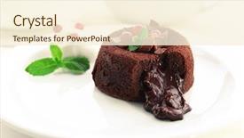  Presentation with ice cream cake - Theme consisting of cake ice cream - hot chocolate pudding with fondant background and a cream colored foreground