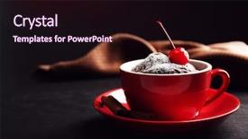  Presentation with cake brownies for kids - Presentation theme consisting of cake in a red mug background and a wine colored foreground