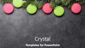  Presentation with sweets - PPT theme having cake macaron or macaroon sweets and coffee on stone backdrop with christmas tree with copy space top view flat lay background and a dark gray colored foreground