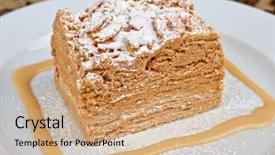  Presentation with war history napoleon - Slide deck having cake napoleon at plate closeup background and a coral colored foreground