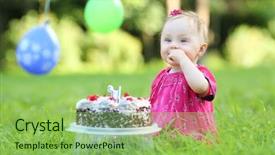  Presentation with first birthday - Cool new theme with cake on her first birthday backdrop and a yellow colored foreground