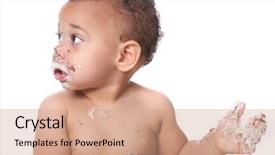  Presentation with messy - Slide deck consisting of cake on his 1st birthday background and a coral colored foreground