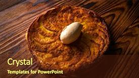  Presentation with pastry cream - Presentation with apple tatin pie cake on puff pastry dessert and ice cream on top background and a tawny brown colored foreground