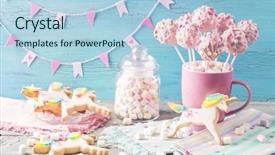  Presentation with purple teal yellow pink and orange - PPT layouts with cake pops in a teacup background and a light blue colored foreground