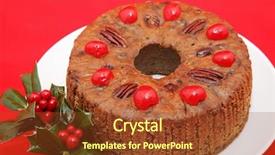  Presentation with holly - Colorful presentation enhanced with cake recipe - beautiful holiday fruitcake garnished backdrop and a  colored foreground