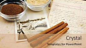  Presentation with recipe - Colorful presentation theme enhanced with cake recipe - collage of a vintage handwritten backdrop and a coral colored foreground