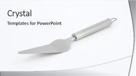  Presentation with server - Slide deck consisting of cake server on white background background and a  colored foreground
