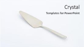  Presentation with server - Beautiful theme featuring cake server on white background backdrop and a sky blue colored foreground