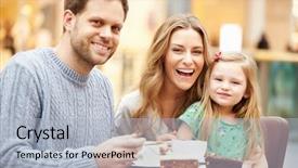  Presentation with family struggles - Beautiful presentation design featuring cake shop - family enjoying snack in cafe backdrop and a light blue colored foreground