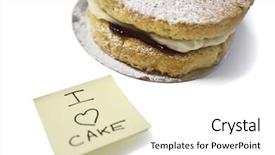  Presentation with notepaper - Beautiful PPT theme featuring cake' sign on sticky notepaper backdrop and a  colored foreground