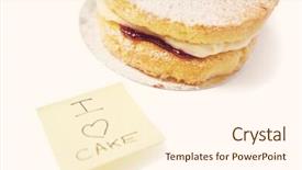  Presentation with notepaper - PPT theme consisting of cake' sign on sticky notepaper background and a cream colored foreground