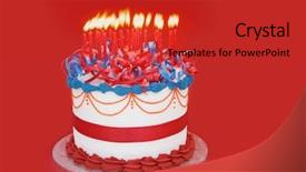  Presentation with mini birthday cake celebration - Audience pleasing presentation consisting of cake suitable for birthday anniversary backdrop and a red colored foreground