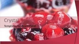  Presentation with berries - Presentation having cake with berries over white background and a red colored foreground