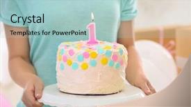  Presentation with first birthday - Slide deck featuring cake with candle for first background and a  colored foreground