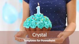  Presentation with first birthday - PPT theme with cake with candle for first background and a red colored foreground