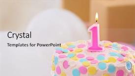  Presentation with first birthday - Cool new PPT theme with cake with candle for first backdrop and a  colored foreground