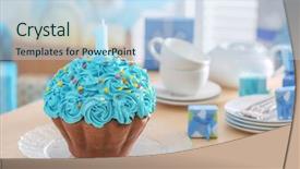  Presentation with first birthday - PPT layouts consisting of cake with candle for first background and a  colored foreground