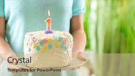  Presentation with first birthday - PPT layouts consisting of cake with candle for first background and a  colored foreground