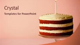  Presentation with candle - Theme having cake with candle on pink background and a lemonade colored foreground