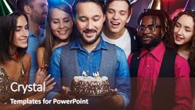  Presentation with birthday cake - Colorful presentation theme enhanced with cake with candles and making backdrop and a  colored foreground