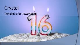  Presentation with cake - Beautiful presentation theme featuring cake with candles for sixteenth backdrop and a light blue colored foreground