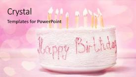  Presentation with pink birthday - Presentation theme consisting of cake with candles on pink background and a lemonade colored foreground