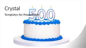  Presentation with birthday cake and candle - Beautiful presentation featuring cake with candles reading 500 backdrop and a white colored foreground