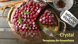  Presentation with cake - Amazing PPT theme having cake with chocolate glaze backdrop and a tawny brown colored foreground