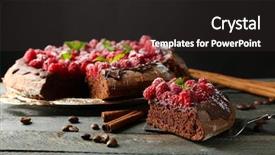  Presentation with cake - PPT theme enhanced with cake with chocolate glaze background and a dark gray colored foreground