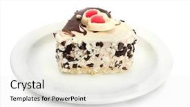  Presentation with coffee and sweet chocolate brownies - Beautiful presentation featuring cake with chocolate on plate backdrop and a sky blue colored foreground