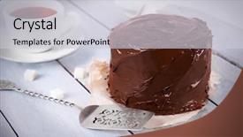  Presentation with tea cake - Amazing presentation theme having cake with cup of tea backdrop and a light gray colored foreground