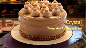  Presentation with cake - Beautiful PPT theme featuring cake-with-dulce-de-leche backdrop and a tawny brown colored foreground