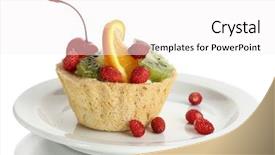  Presentation with white plate - Slides having cake with fruits on plate background and a white colored foreground
