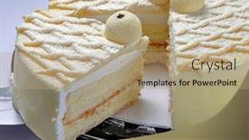  Presentation with milk powder - Slide deck consisting of cake with milk powder coating background and a coral colored foreground