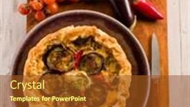  Presentation with capsicum - Colorful presentation enhanced with cake with ricotta eggplants and capsicum vegetarian food backdrop and a tawny brown colored foreground