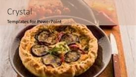  Presentation with capsicum - Cool new PPT layouts with cake with ricotta eggplants and capsicum vegetarian food backdrop and a lemonade colored foreground