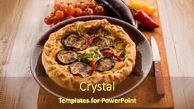  Presentation with capsicum - Beautiful slide deck featuring ricotta eggplants and capsicum vegetarian backdrop and a tawny brown colored foreground