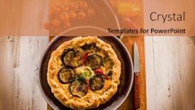  Presentation with capsicum - Audience pleasing PPT theme consisting of cake with ricotta eggplants and capsicum vegetarian food backdrop and a coral colored foreground