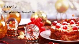  Presentation with table setting - PPT theme having cake with small snow globe background and a lemonade colored foreground