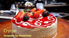  Presentation with strawberry - Slide deck featuring cake-with-strawberry-topping-blackberries background and a red colored foreground