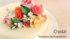  Presentation with sugar - Cool new PPT theme with cake with sugar paste flowers backdrop and a lemonade colored foreground