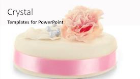  Presentation with white flowers - Audience pleasing theme consisting of cake-with-sugar-paste-flowers and a sky blue colored foreground