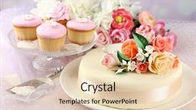  Presentation with cupcakes - Cool new PPT theme with cake with sugar paste flowers and cupcakes on light background backdrop and a lemonade colored foreground