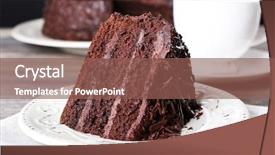  Presentation with white plate - Cool new slide deck with cakes - delicious chocolate cake in white backdrop and a violet colored foreground