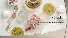  Presentation with tea variety - Cool new theme with cakes berries and tea backdrop and a soft green colored foreground